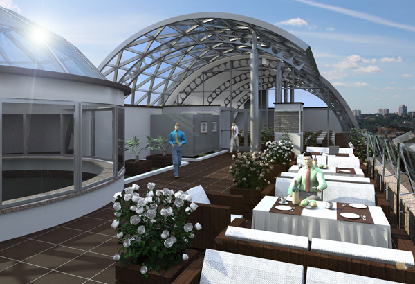 Предпроектные предложения конструкции накрытия террасы ресторана