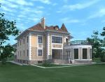 3D-Визуализация фасадов дома. Дворовой фасад
